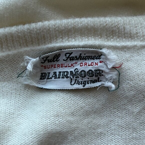 Blairmoor Original Womens Beaded Floral Cardigan Vintage Full Fashioned Cream M - Picture 3 of 10